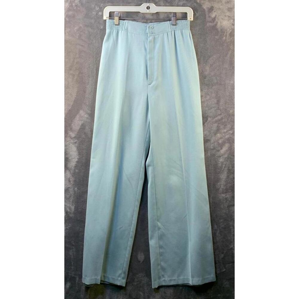 Vintage 1970s Garland Womens Mint Polyester Pants Wide Leg sz Small (712)